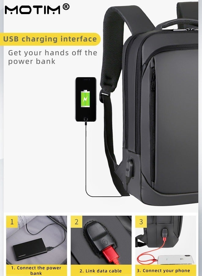 Motim Travel Laptop Backpack, Anti-Theft Durable Laptop Backpack with USB Charging Port, Waterproof Computer Bag Fits 15.6 Inch Laptop Notebook with Independent Computer Compartment, Large Capacity - Image 3